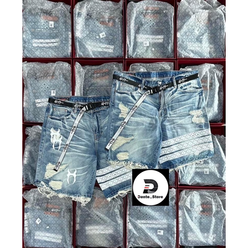🔥Holdem แท้100%🔥Holdem Blue Washed Destroyed denim shorts 2023