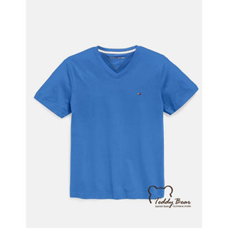 เสื้อยืดคอวี Tommy Hilfiger SOLID V-NECK T-SHIRT สีฟ้า Palace Blue ของแท้