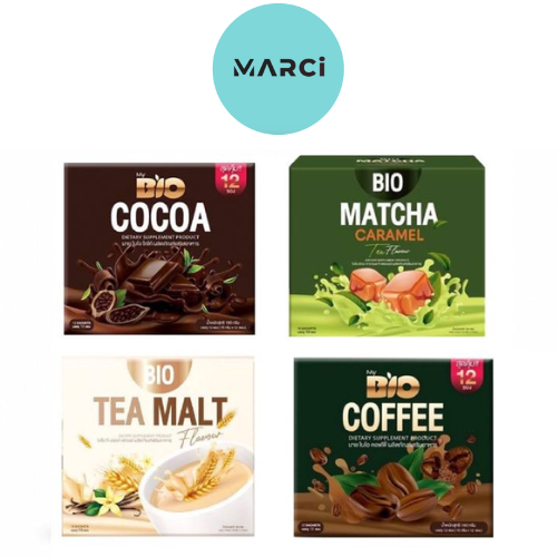 Bio Cocoa/ Matcha/Tea malt/ Coffee mix khunchan เเบร์นคุณจันทร์ 150g. [1กล่อง/10ซอง]