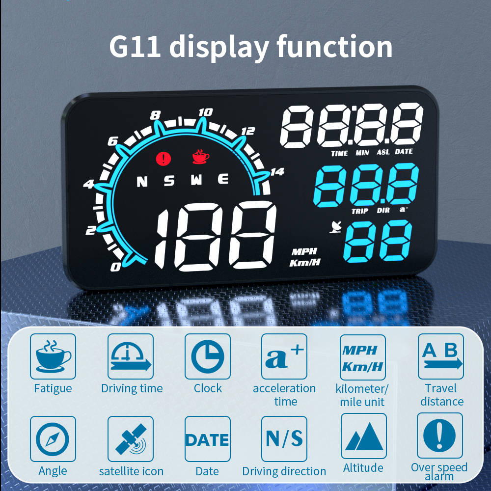 gps วัดความเร็ว USB รถ HUD 5.5 นิ้ว Head-Up Display Digital ไมล์รถยนต์ GPSไมล์ดิจิตอล แสดงความเร็วรถ