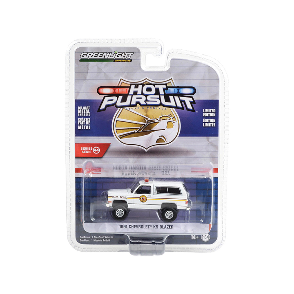 Greenlight 1/64 Hot Pursuit Series 44 - North Dakota State Patrol 1991 Chevrolet K5 Blazer 43020-C