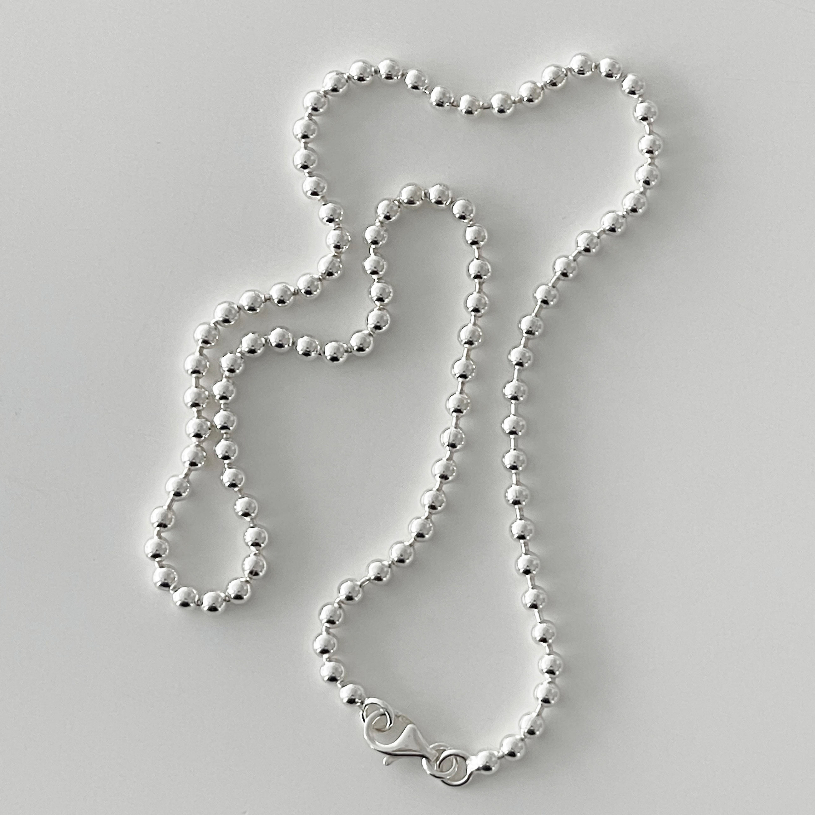 (necklace,เฉพาะสร้อย) :  BUBBLE BALL (3MM)  necklace silver925 / สร้อยคอเงินแท้ สร้อยคอเม็ดบอลเงินแท้  / YOUR WISHLIST