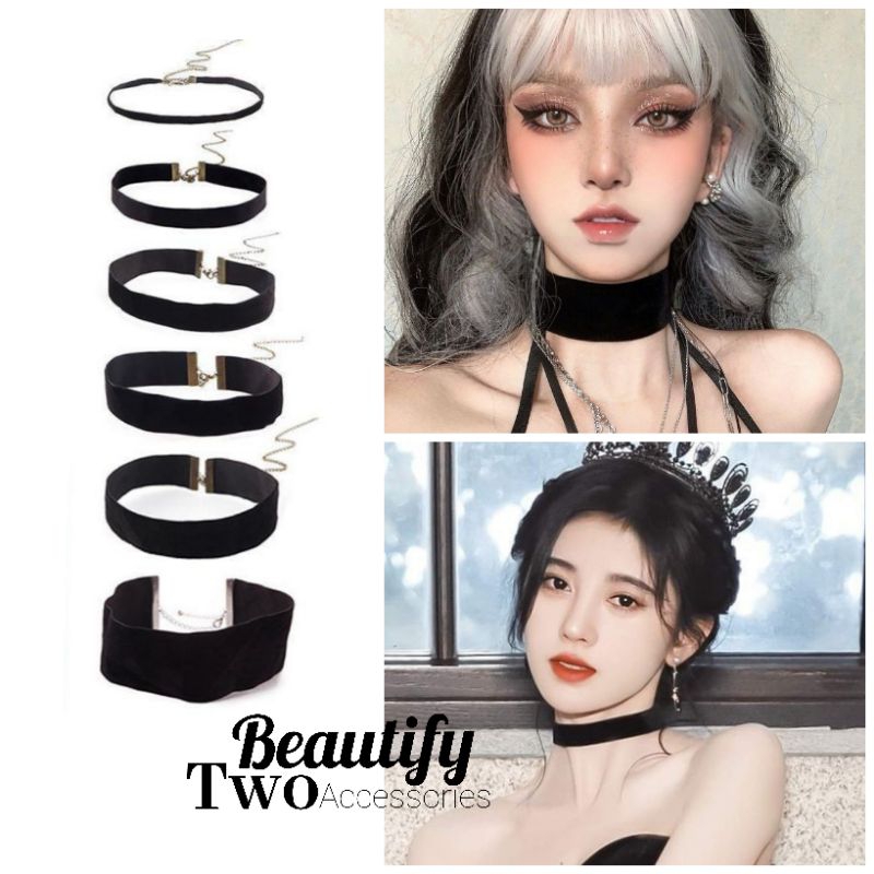 ➕สร้อยคอโช็คเกอร์กำมะหยี่สีดำสไตล์โกธิคสวยเย้ายวนเสน่ห์ของสาวเซ็กซี่