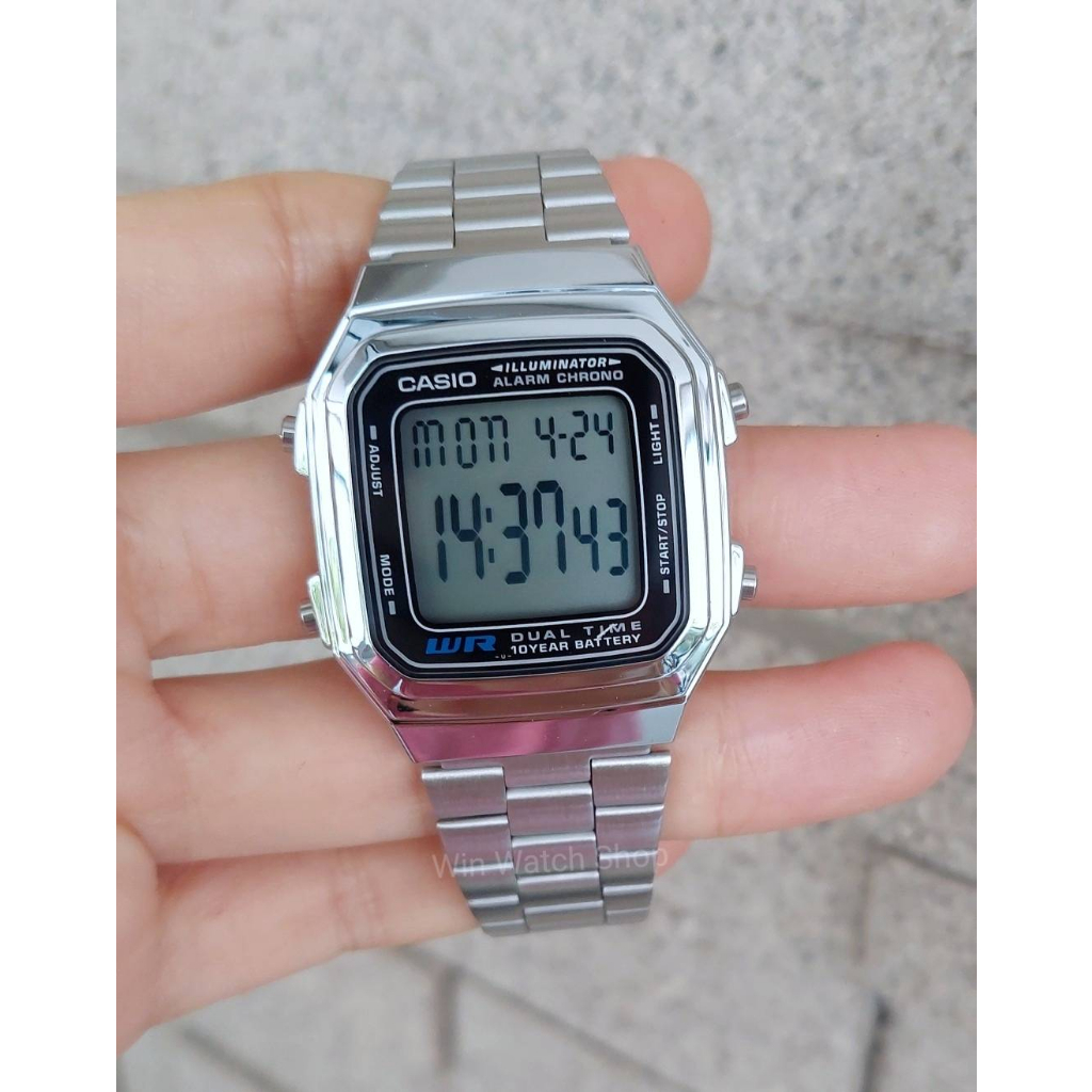 นาฬิกา Casio รุ่น A178WA-1A ,A178WGA-1 นาฬิกาข้อมือดิจิตอล สายสแตนเลส-ของแท้ 100% รับประกันสินค้า 1 ปี