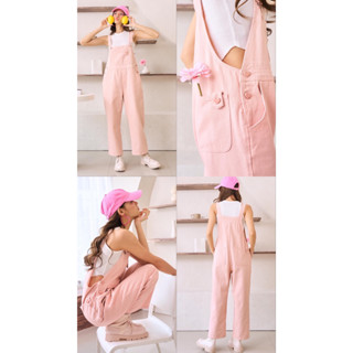 u_morestuff พร้อมส่ง 🧸Gummy overalls pink jeans 💖 เอี๊ยมยีนส์สีชมพู กระดุมหัวใจ สีชมพูพาสเทล ทรงน่ารัก เกาหลีสุดๆ