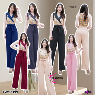 AK 17399 Jumpsuit จั้มสูทขายาว แขนกุด คอปก