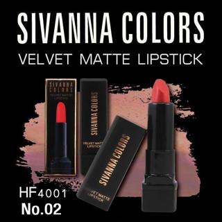 L662 : Sivanna Colors Velvet Matte Lipstick HF4001 No.02 ราคาส่งถูกๆ W.50 รหัส L662