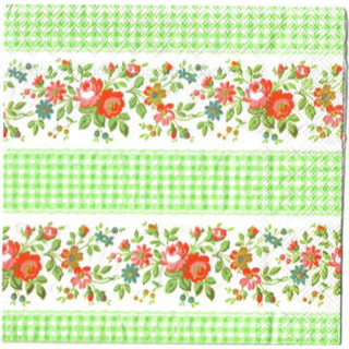 Pladao Napkin ภาพ Cath Kidston ดอกไม้ แถบกุหลาบ สก็อตเขียว กระดาษ แนพกิ้น สำหรับงานศิลปะ เดคูพาจ decoupage ขนาด L 33x33