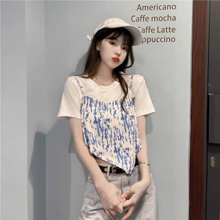 💙Fairy Style💙เสื้อยืดไหมพรม มัดย้อมพิมพ์ลาย สำหรับผู้หญิง สไตล์เกาหลี มี2สี #M3613