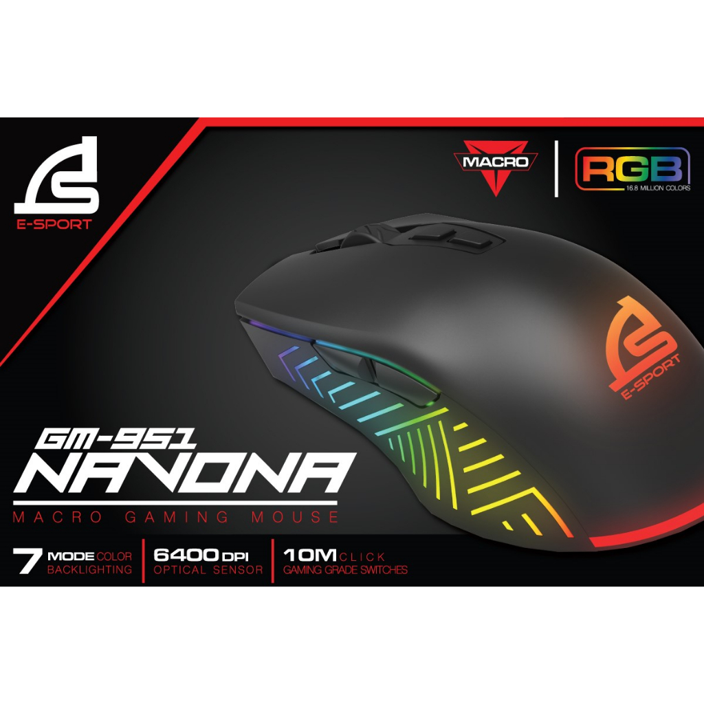 เม้าส์เกมส์ Signo E-Sport GM-951 NAVONA Macro Gaming Mouse เมาส์มาโคร