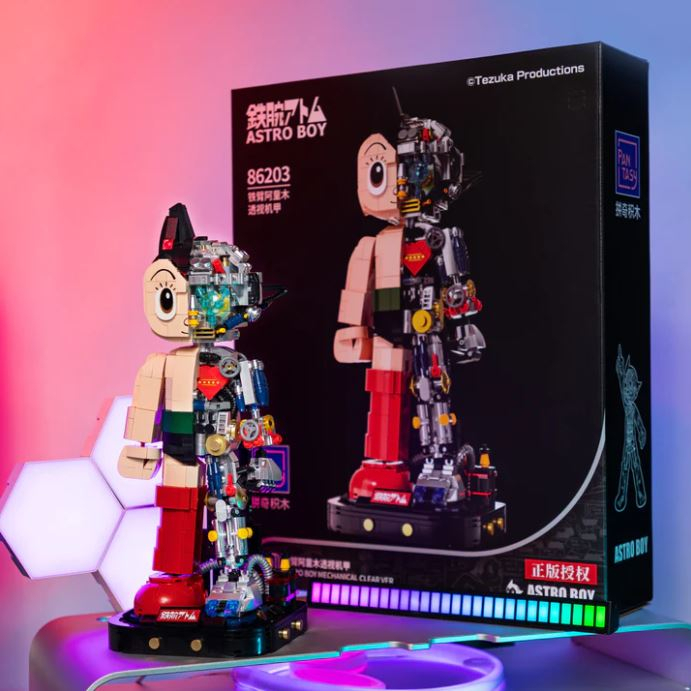 Bearbrick  Astro Boy 70th Anniversary Mechanic Half Clear Versionครึ่ง Body หุ่นยนต์บล็อกตัวต่ออิฐ MOC Technic Bearbrick