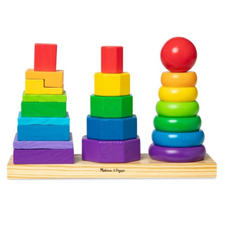 [21ชิ้น 3เสา] รุ่น 567 บล๊อกหยอด 3 เสา Melissa &amp; Doug Geometric Stacker 25 Pcs รีวิวดีใน Amazon USA หลากสี วางซ้อนกันบนแกนไม้ ของเล่นเด็กเล็ก มาลิซ่า 2 ขวบ