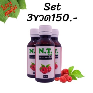 NT Syrup น้ำหวานเข้มข้นกลิ่นราสเบอร์รี่ตราเอ็นที ( 3 ขวด 150 )