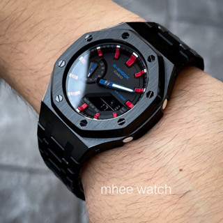 Gshock Black Casioak Steel 42mm Dial Red Original Hour Markers