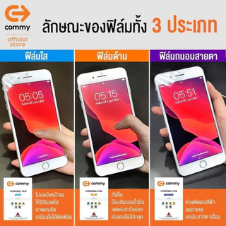 COMMY ฟิล์มไฮโดรเจล (แถมฟรี ชุดติดฟิล์ม) มีทุกรุ่น ทุกยี่ห้อ หลากหลาย สั่งตัดได้