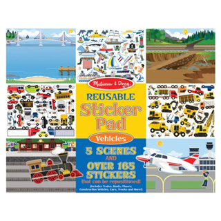 [165ชิ้นรียูส] รุ่น 4199 สติกเกอร์รียูสซาเบิลรุ่นยานพาหนะ Melissa &amp; Doug Reusable Sticker Pad Vehicles 165 Pcs รีวิวดีใน Amazon USA มาพร้อมฉาก5 ฉาก ของเล่น มาลิซ่า 3 ขวบ