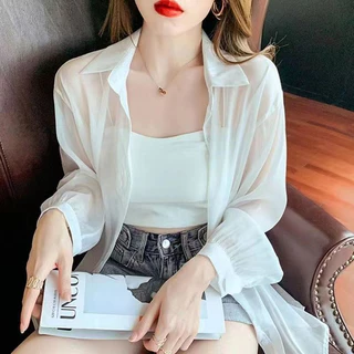 LUNE W214#เสื้อเชิ้ตสีพื้น ทรงหลวม แขนยาวสไตล์เกาหลี แฟชั่นวัยรุ่น ไส่คลุมกันแดด ไส่เที่ยวทะแล สีสวยมากๆๆ