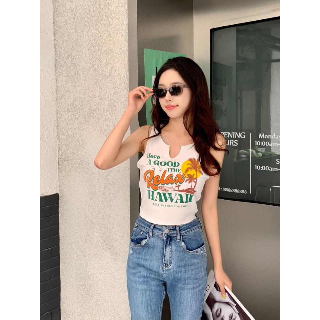 ส่งทันที Cici(NO. J557)เสื้อครอปแขนกุด คอวีพริ้วๆ พิมพ์ลาย Have A GOOD TIME ราคา ถูกที่สุด ดีลบีเคเค แกลเลอรีภาพที่ 7