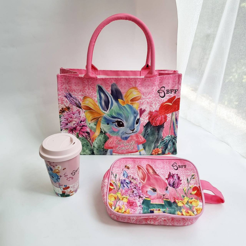 เหลือ 175-699 ฿ โค้ด (30WOW200)  🟩 พร้อมส่ง  Collection Bff Love & Light Tote Bag + Pouch Bag + Cup 