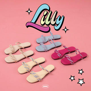 (ลด 45 Code: MARSH999 ) LILLY รองเท้าแตะสุดคิวท์ หน้าเท้าแต่งเกลียวพร้อมคู่สีสุดน่ารัก