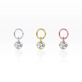 PiercingRoomByJay Round CZ Charm Earring Charm เงินแท้