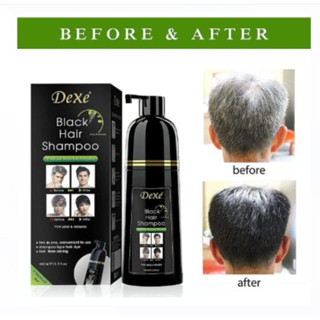 Dexe black hair shampoo แชมพูสระบำรุงผมดำใช้สระผมเปลี่ยนสีผม ปกปิดเส้นผมขาวให้กลับเป็นสีดำธรรมชาติอีกครั้ง