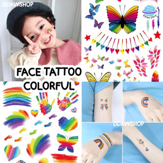 FACE TATTOO  COLORFUL แทททูสีรุ้ง LGBT LGBTQ แทททูสีสันสดใส Lgpt แทททูกันน้ำ