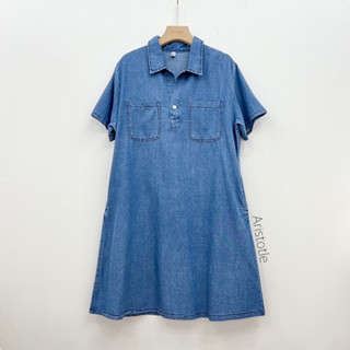 Jean Dress เดรสยีนส์โอเว่อไซค์ เจาะกระเป๋าข้าง ผ้ายีนแท้ ใส่สบายมากๆๆ
