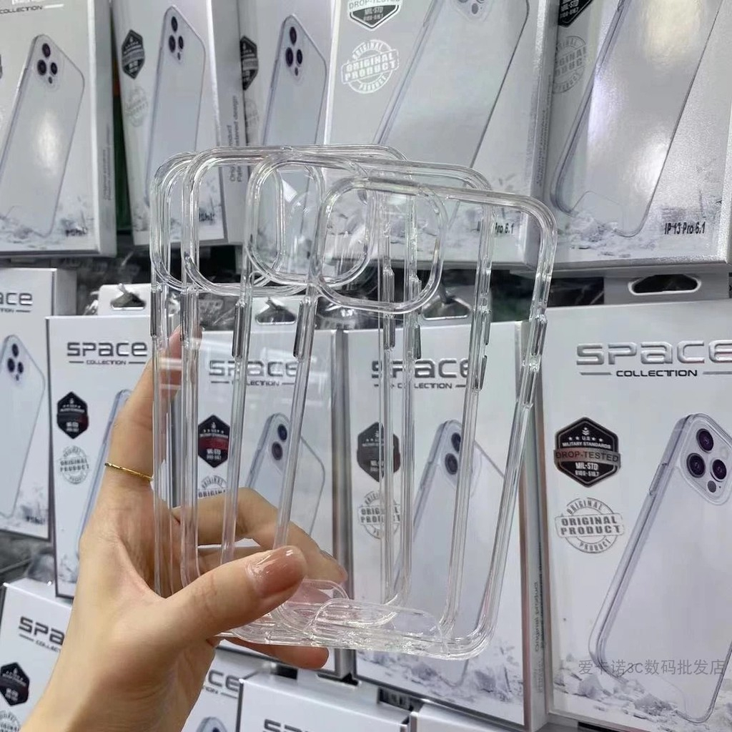 SPACE เคสใสกันกระแทก สำหรับ 13 15 Pro max 16 11 Pro max 6Plus 7Plus 8Plus xr xs max i6 i7 i8 i13 Pro