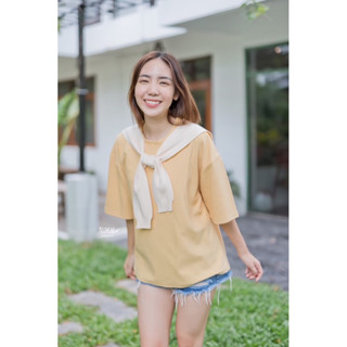 Numsha Brand เสื้อแขนสั้นผ้ายืดพาดบ่า / NB22053