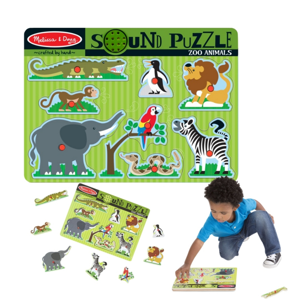 (ของแท้ USA) จิ๊กซอว์หมุด มีเสียง สวนสัตว์ Melissa & Doug Sound Puzzle Zoo จิ๊กซอว์ จิ๊กซอว์เด็ก 727 - รูปที่ 2