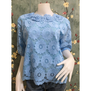 เสื้อลูกไม้ อก44-46 #ลูกไม้สาวอวบ#เสื้อแขนสามส่วน#เสื้อผ้าสาวอวบ#รุ่น4606กาหลง