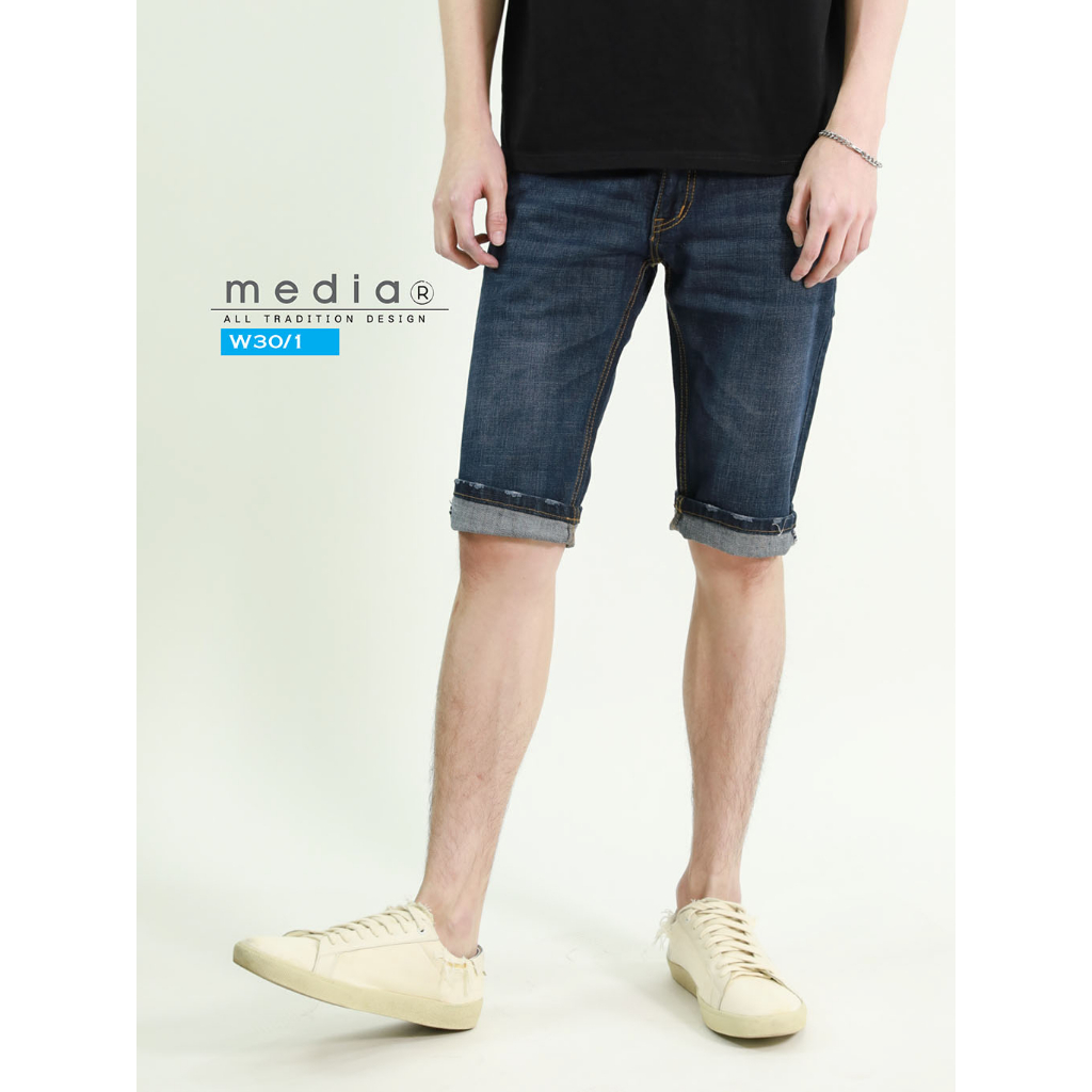 DECENT JEANS กางเกงยีนส์ ขาสั้น ผู้ชาย ผ้านิ่ม ทรงสวย ใส่สบาย (SN:W30/1) Jorts Men Jeans