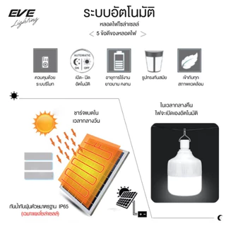 EVE หลอดไฟตุ้ม LED โซล่าเซลล์ 80 วัตต์ รุ่น Shop Bulb 5VDC แสงขาว