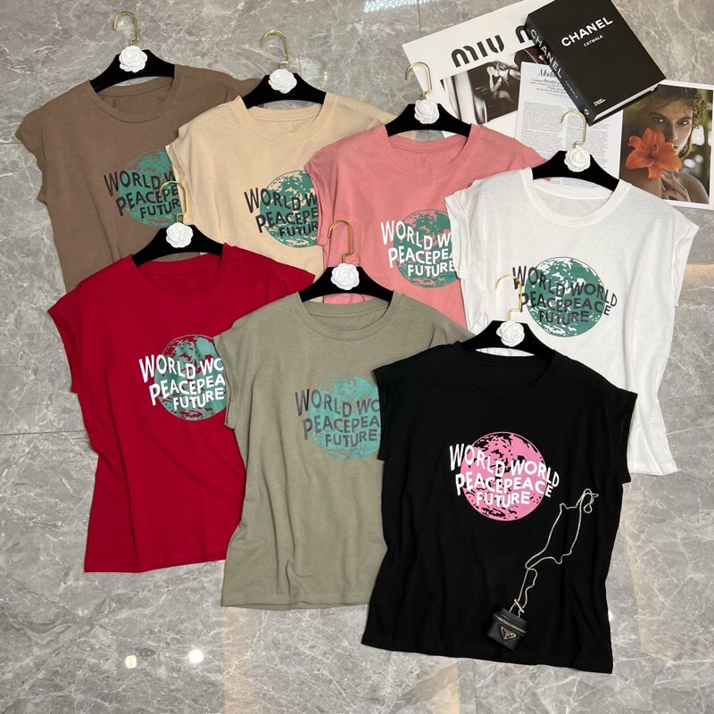 Lady_Sakura 616/HD#เสื้อยืดพิมพ์ลายสกรีน oversize แขนล้ำ#เสื้อแฟชั่นทรงหลวมสไตล์เกาหลีวินเทจ