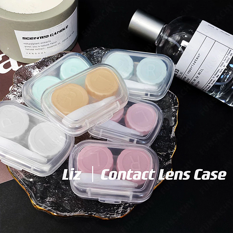 ตลับคอนแทคเลนส์ สีน่ารักกล่องใส่คอนแทคเลนส์แบบพกพาสําหรับเลนส์สีแบบพกพา