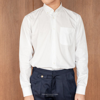 TWENTYSECOND เสื้อเชิ้ตแขนยาว ผ้าคอตต้อน รุ่น Button Down Club Collar shirt - สีขาว / White