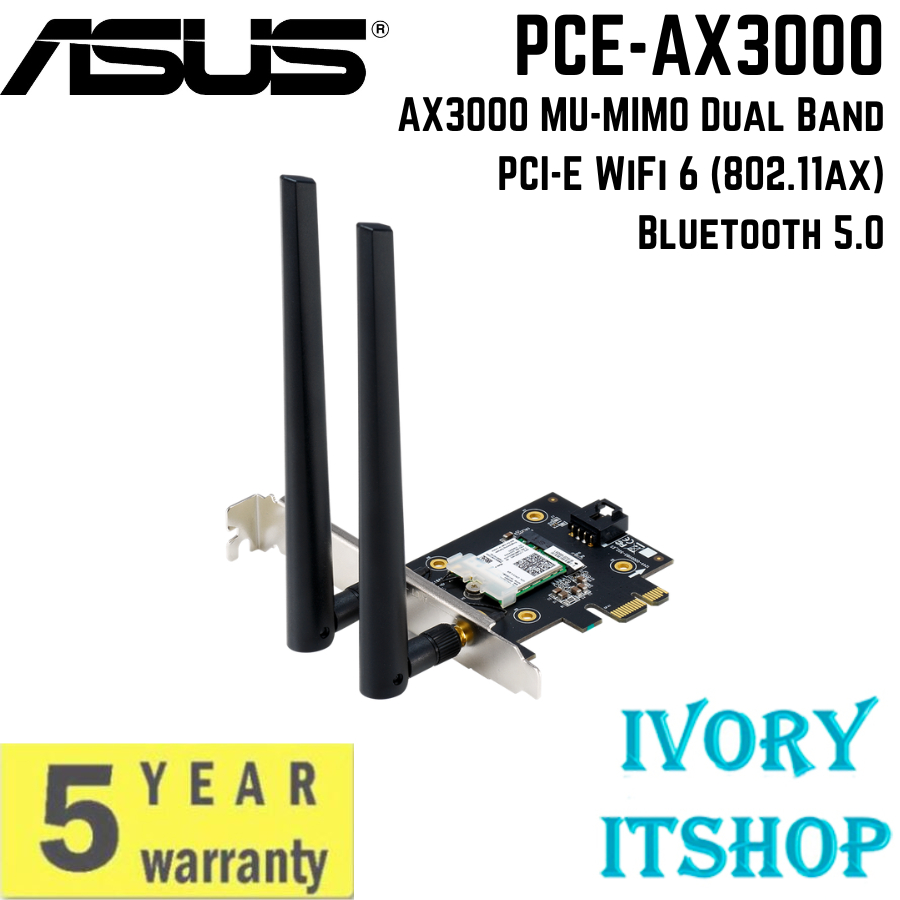 Asus PCE-AX3000 AX3000 MU-MIMO Dual Band PCI-E WiFi 6 (802.11ax) Bluetooth 5.0