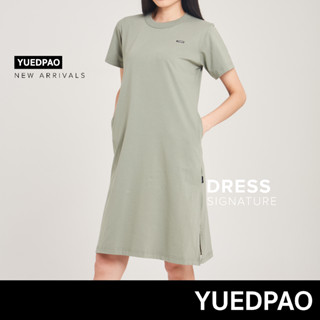 Yuedpao No.1 เสื้อยืดSignature Dress Summer ผ้าหนาทรงสวย ยับยากรีดง่าย รับประกันไม่ย้วย 2 ปี ชุดเดรส สี  Forest fog