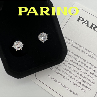 Classic Earrings ขนาดเพชร 1ct 7 mm. แนะนำ ต่างหูเพชร CZ เหมาะสำหรับผิวแพ้ง่าย ตัวเรือนเงิน