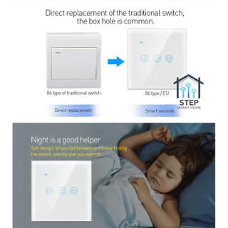 Universal Tuya WiFi Smart Switch EU ทูย่าสวิตช์อัจฉริยะสัมผัส WiFi ขนาด 3x3 ได้ทั้งมีและไม่มีสาย N