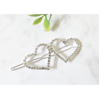 Hair clip - Double heart crystal