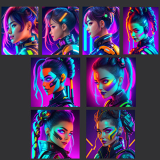 Artwork of Woman, Digital Download NEON GIRL 1024x1024 P