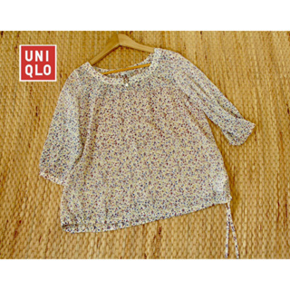 UNIQLO x ชีฟอง x M มือ 1 ผ้าบางใส่สบาย ลาดดอกน่ารัก อก 38 ยาว 23 • Code : 446(4)