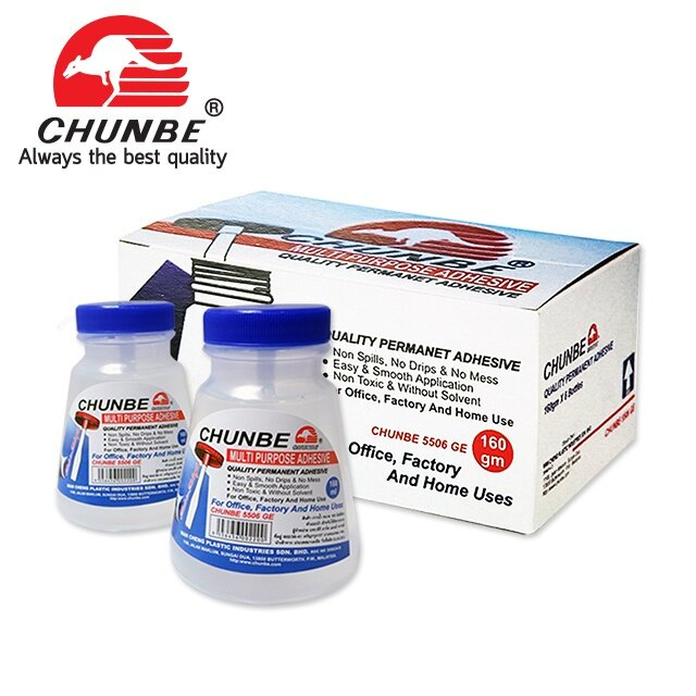 (USP)📍แท้/ติดดี/ขายส่ง📍(ยกกล่อง6ขวด) CHUNBE กาวน้ำใส กาวมีพาย 160ml. 5506GE กาวน้ำ กาวใส กาว มีพายติดที่ฝา