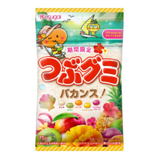 Kasugai J Tsubu Gummy พักร้อน! 75g - ลูกอมกัมมี่กลิ่นผลไม้เมืองร้อน