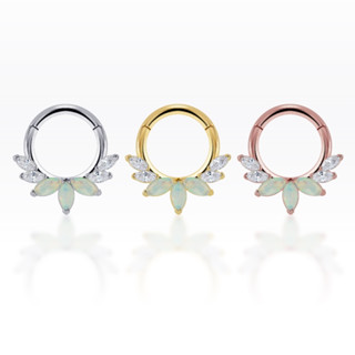 PiercingRoomByJay,  7 Marquise CZ/Opal Clicker Hoop  ห่วงเพชร/โอปอล มาคี เงินแท้