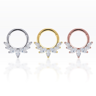 PiercingRoomByJay,  7 Marquise CZ Clicker Hoop  ห่วงเพชรมาคี เงินแท้