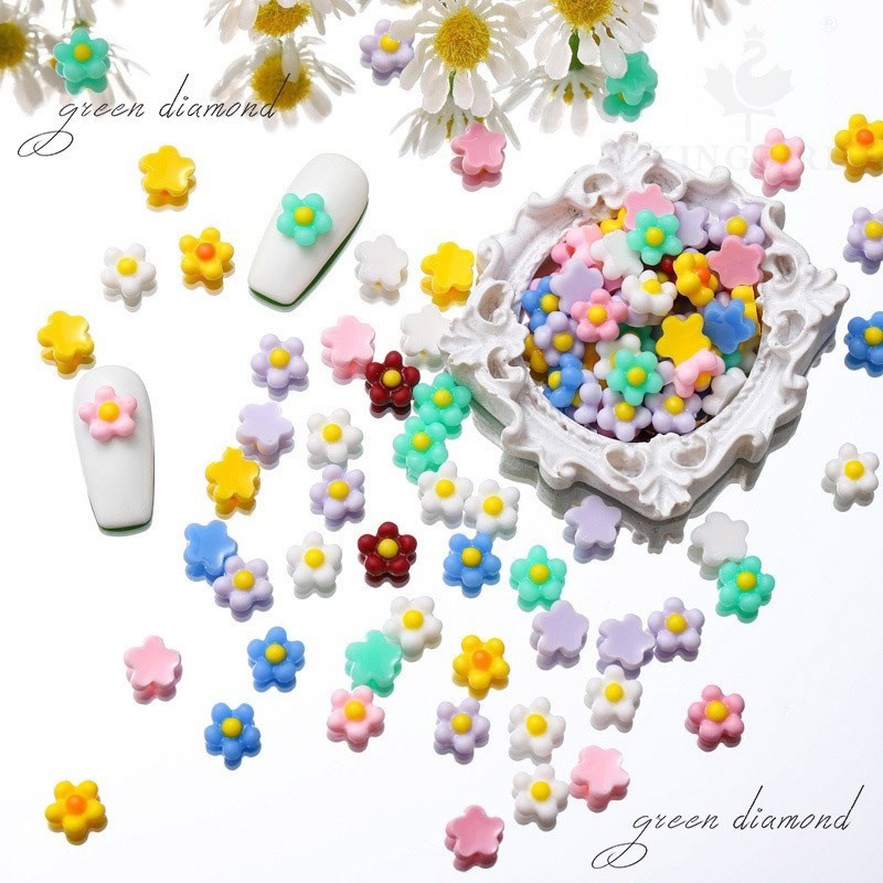AC.139 ร้านไทย แพ็ค 10 ชิ้น พร้อมส่ง ดอกไม้คละสีติดเล็บ ดอกไม้แต่งเล็บ ของแต่งเล็บ กลีบดอกทานตะวันเรซิ่น