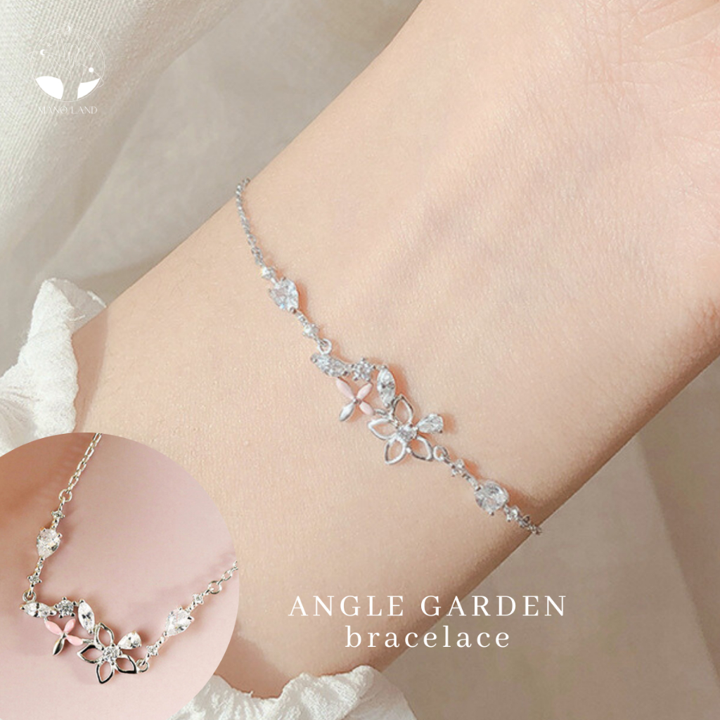 MNL💗ANGEL GARDEN สร้อยข้อมือดีไซน์ทุ่งดอกไม้แห่งนางฟ้า เครื่องประดับเงินแท้ แฟชั่นผู้หญิง ไม่ลอกดำ ประดับเพชร ออกงาน